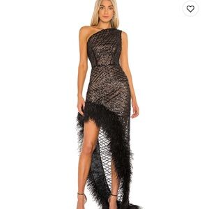 Bronx and Banco Lola sheer feather gown black